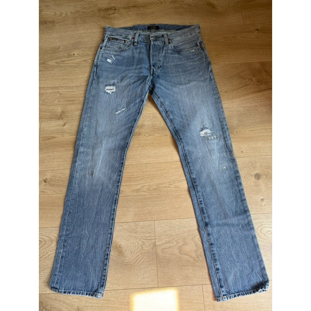 EUC Polo Ralph Lauren Sullivan Slim Distressed Jeans light wash cotton 29x30
